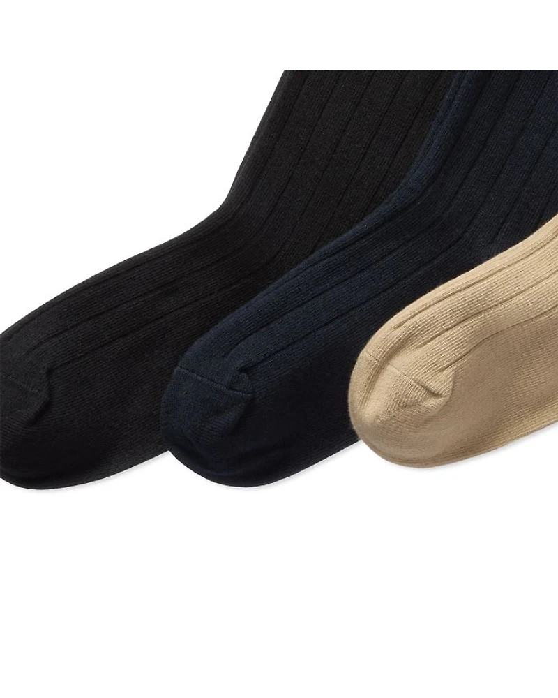 Boys' Classic Solid Rib Socks, Pack of 3 - Little Kid, Big Kid