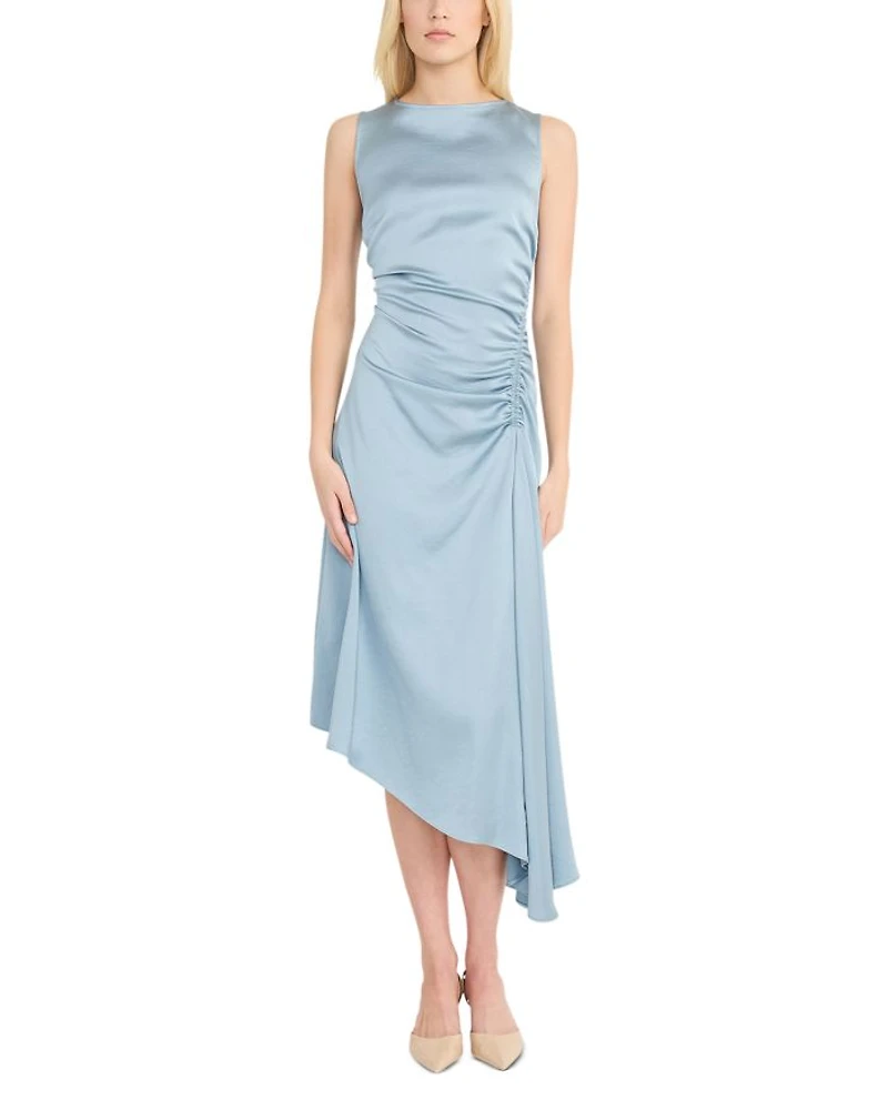 Boat Neck Asymmetric Midi Dress