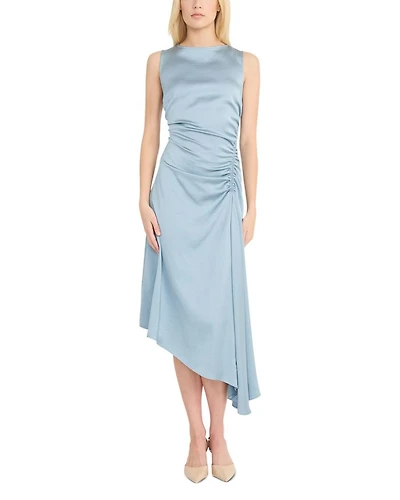 Boat Neck Asymmetric Midi Dress