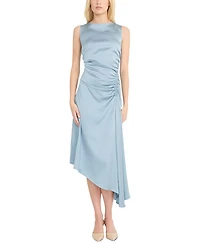 Boat Neck Asymmetric Midi Dress