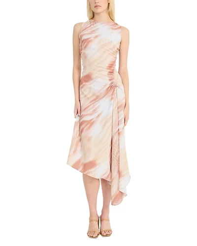 Printed Asymmetric Midi Dress