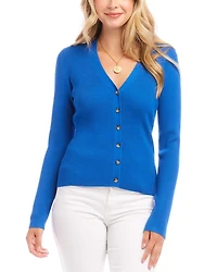Ribbed V Neck Cardigan Sweater