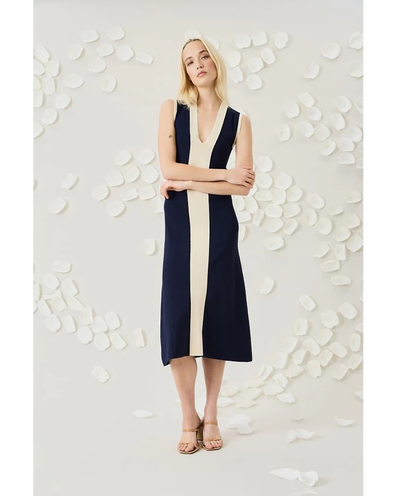 Contrast Stripe Midi Dress
