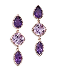 Bloomingdale's Fine Collection Mixed Cut Multicolor Amethyst & Diamond Drop Earrings
