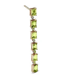 Peridot, Lemon Quartz & Diamond Linear Drop Earrings in 14K Yellow Gold