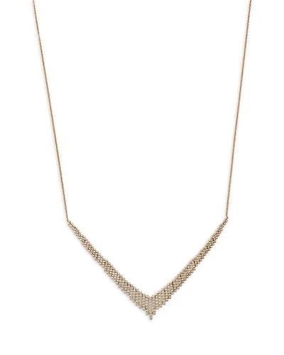 Diamond Chevron Necklace in 14K Yellow Gold, 1.0 tcw