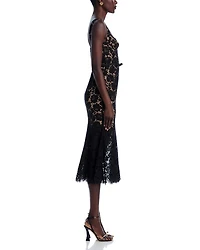 Black Fine Lace Midi Dress