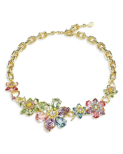 Swarovski Idyllia Mixed Cut Multicolor Crystal Flower Statement Necklace, 14.875-16.875