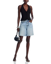 Kaylee High Rise Pinched Loose Denim Shorts