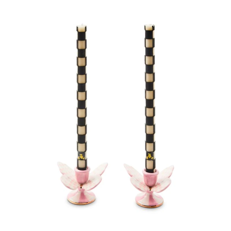 Rosy Check Butterfly Candle Holders, Set of 2