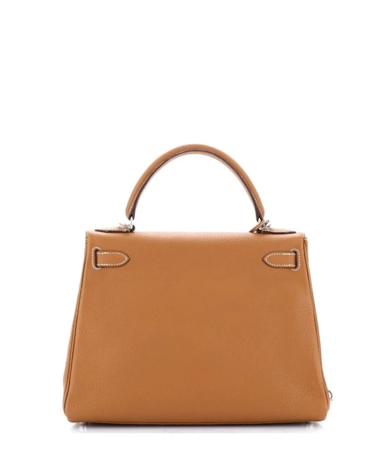Kelly 28 Handbag Brown Clemence with Palladium Hardware