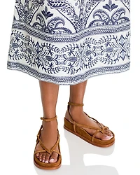 Tropical Cameo Linen Midi Skirt