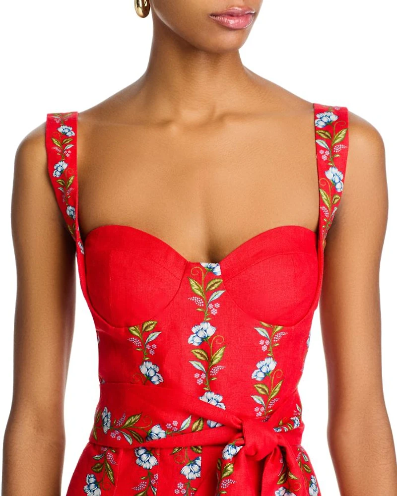 Sweet Bloom Bouquet Red Sleeveless Mini Dress