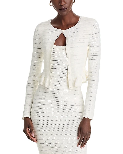 LoveShackFancy Rogan Crewneck Cardigan Sweater