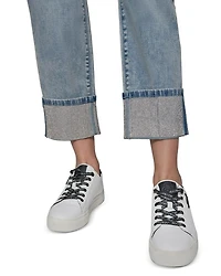 Rhinestone Cuff Jeans Ice Blue