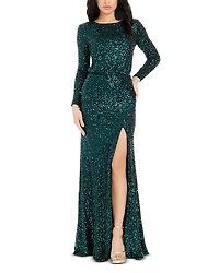 Dress the Population Mischa Sequin Long Sleeve Mermaid Gown