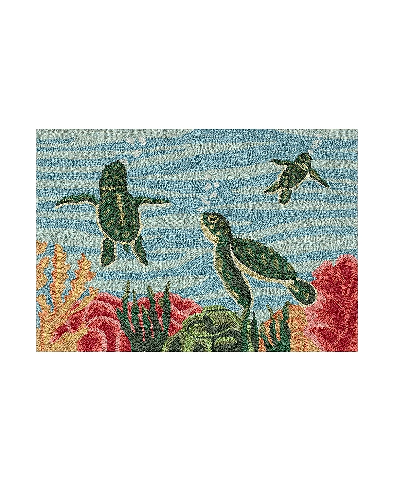 Liora Manne Frontporch Swimming Baby Turtles Area Rug, 2'6 x 4'