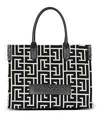 Balmain Women's B-Army 42 Monogram Jacquard and Leather Tote Bag