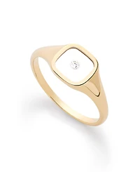 Ana Luisa Solid Yellow Gold Floating Lab-Grown Diamond Signet Ring