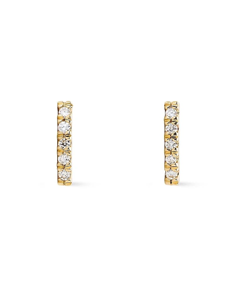 Ana Luisa Gold Pave Lab-Grown Diamond Bar Stud Earrings