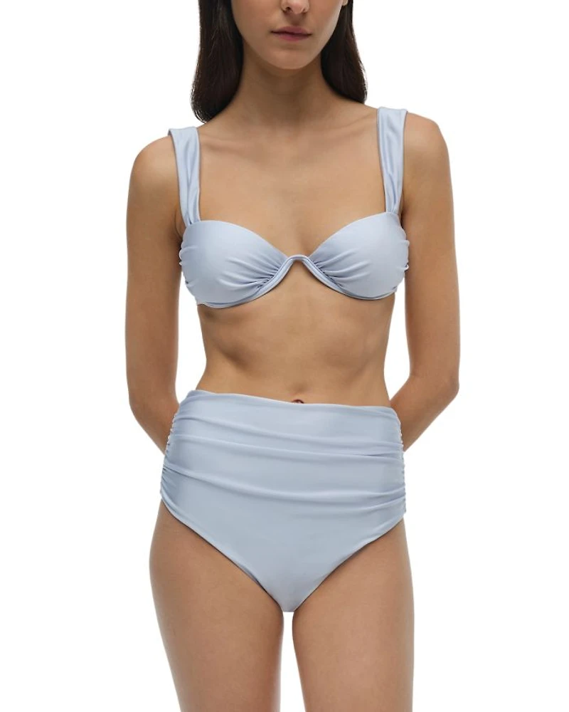Teya High Waisted Ruched Bikini Bottom
