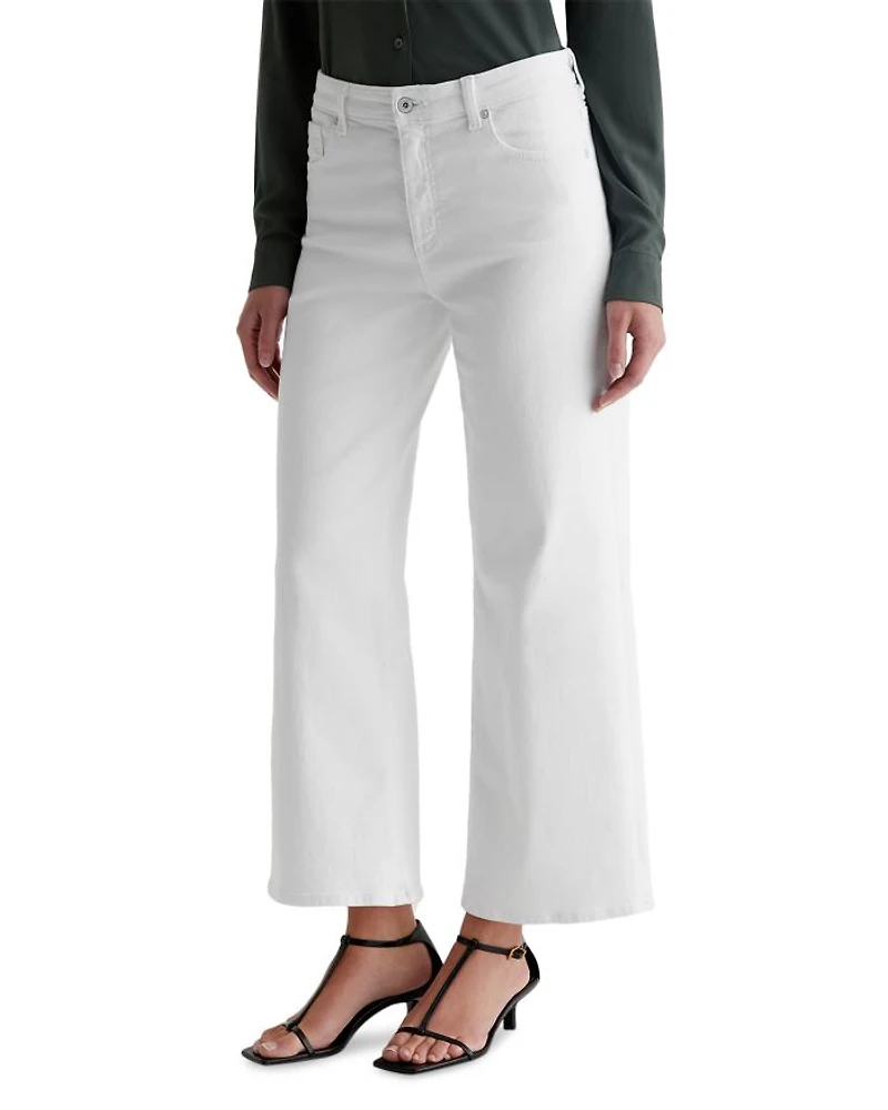 Saige Mid Rise Wide Leg Cropped Jeans Gallery White