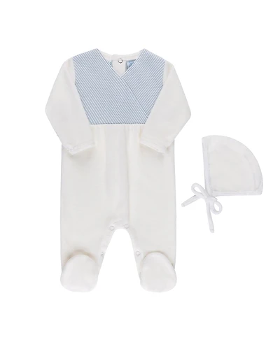 Feltman Brothers Unisex Velour Knit Wrap Romper & Bonnet - Baby