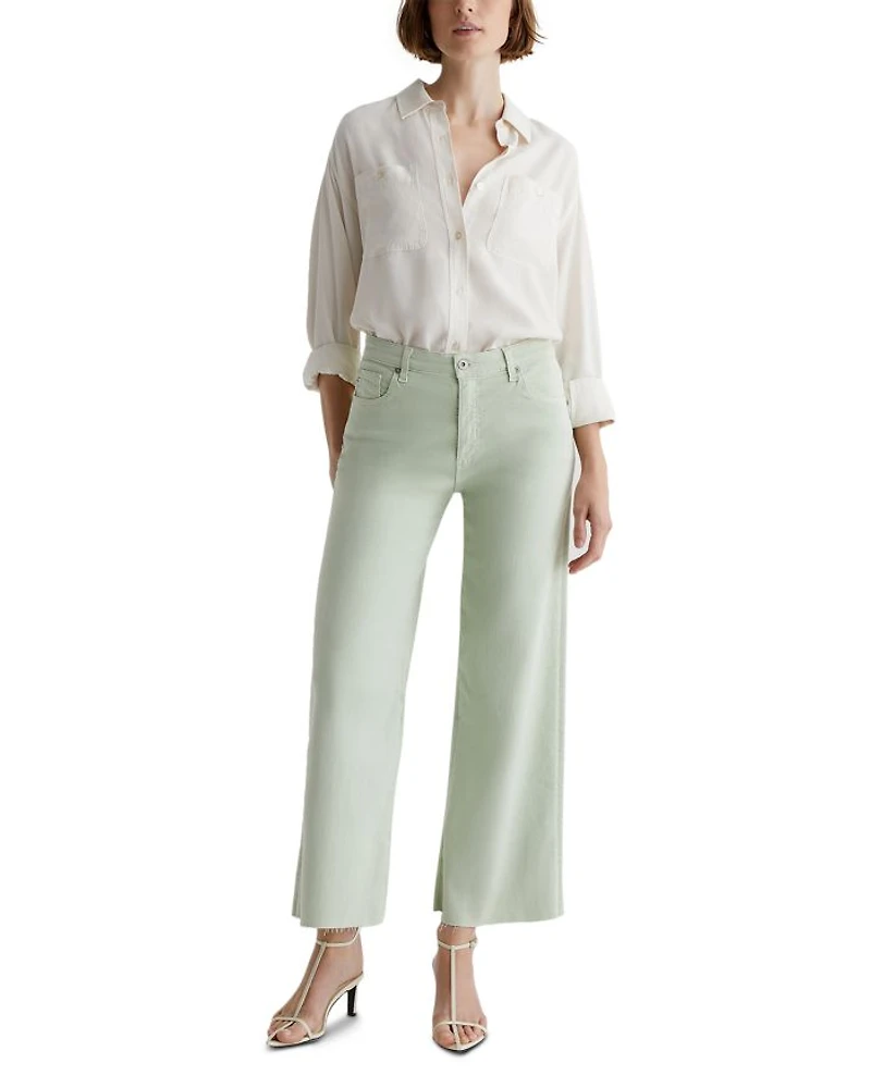 Saige High Rise Wide Leg Crop Jeans Pistachio