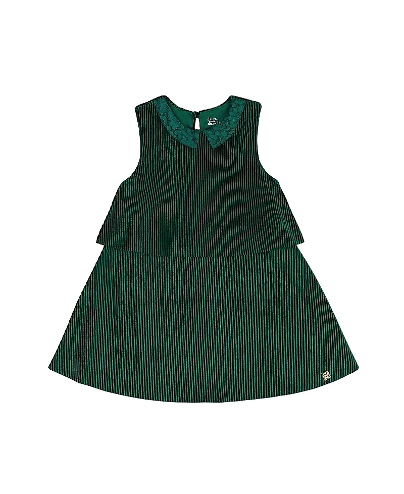 Deux par Girls' Sleeveless Dress with Eyelet Collar - Little Kid