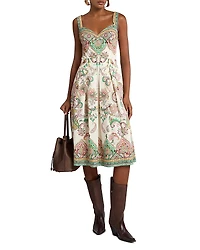 Etro Printed Sweetheart Midi Dress