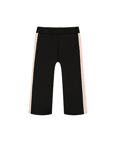 Deux par Deux Girls' Cropped Wide Leg Pant with Contrast Band