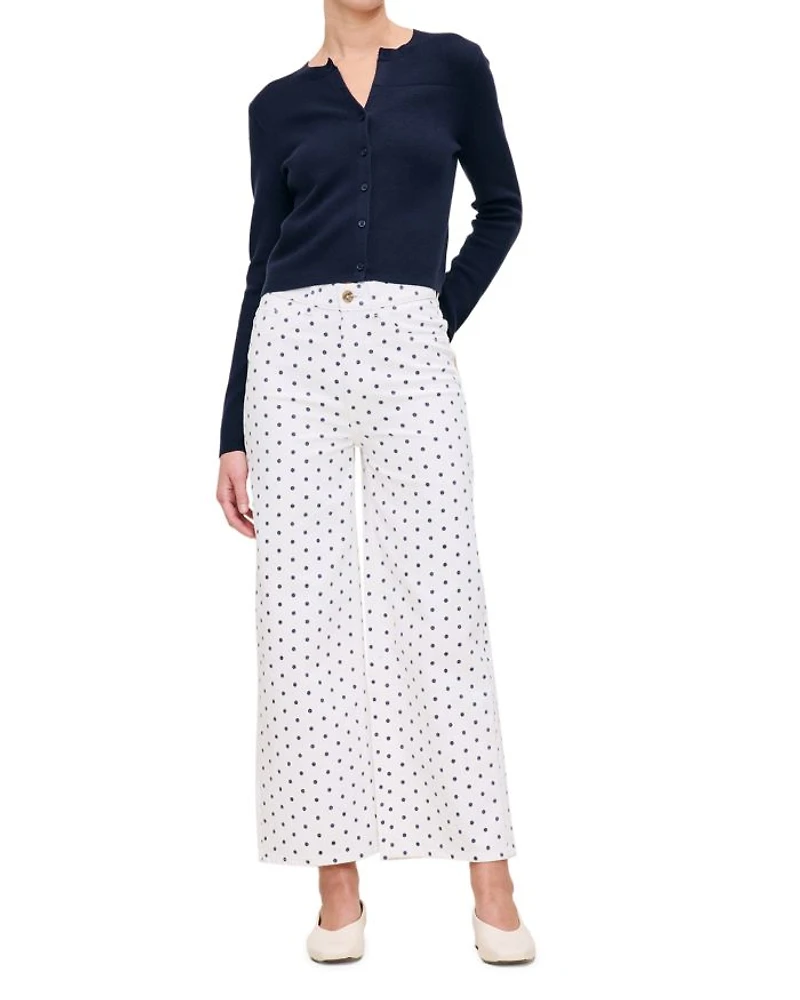 Hepburn High Rise Ankle Wide Leg Jeans Marine Dots