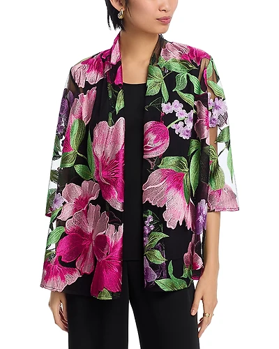 Caroline Rose Embroidered Swing Cardigan