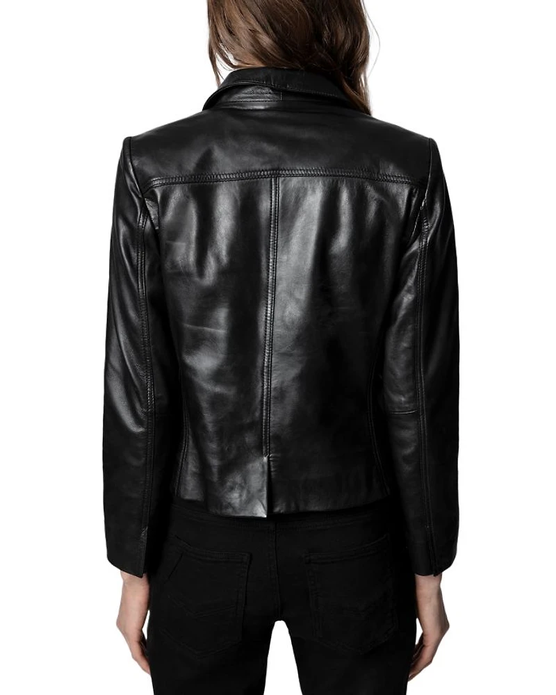 Liam Leather Button-Up Jacket