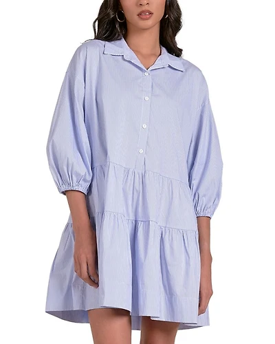 Striped Collared Tiered Dress