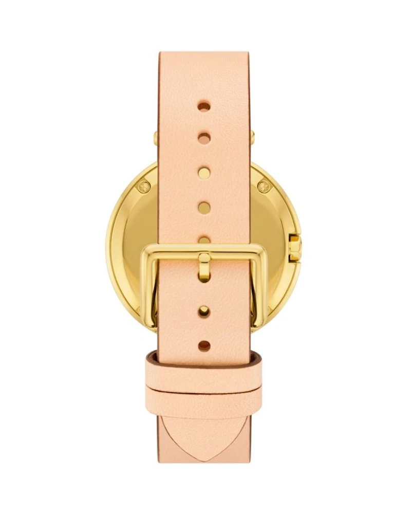 The Pierced Two Hand Gold Tone Stainless Steel Watch, 36mm