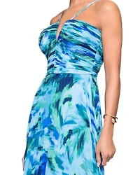 Pleated Chiffon Printed Dress -Exclusive