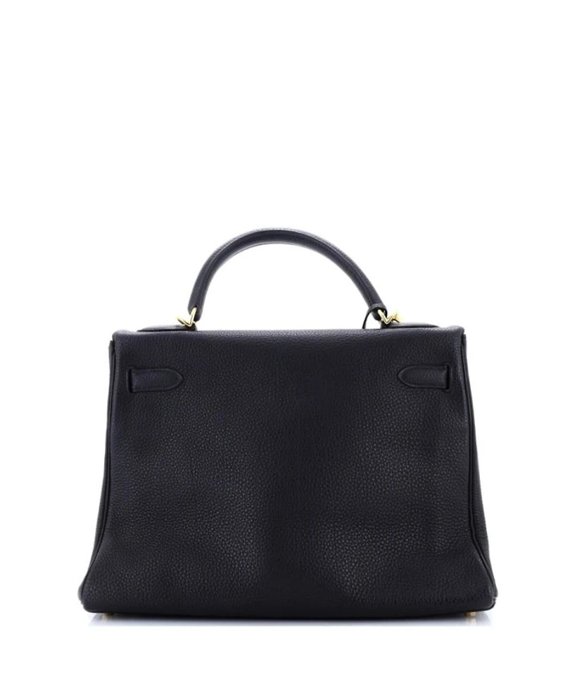Kelly Handbag Black Togo with Gold Hardware