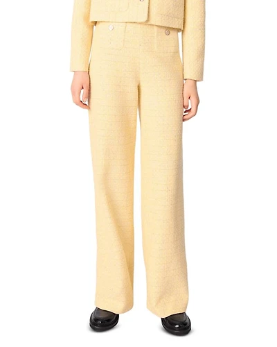 Metallic Tweed Straight Leg Trousers