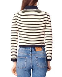 Cropped Rib Knit Shirt Collar Cardigan