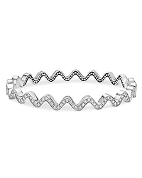 Lagos Sterling Silver Caviar Spark Diamond Wavy Bangle Bracelet