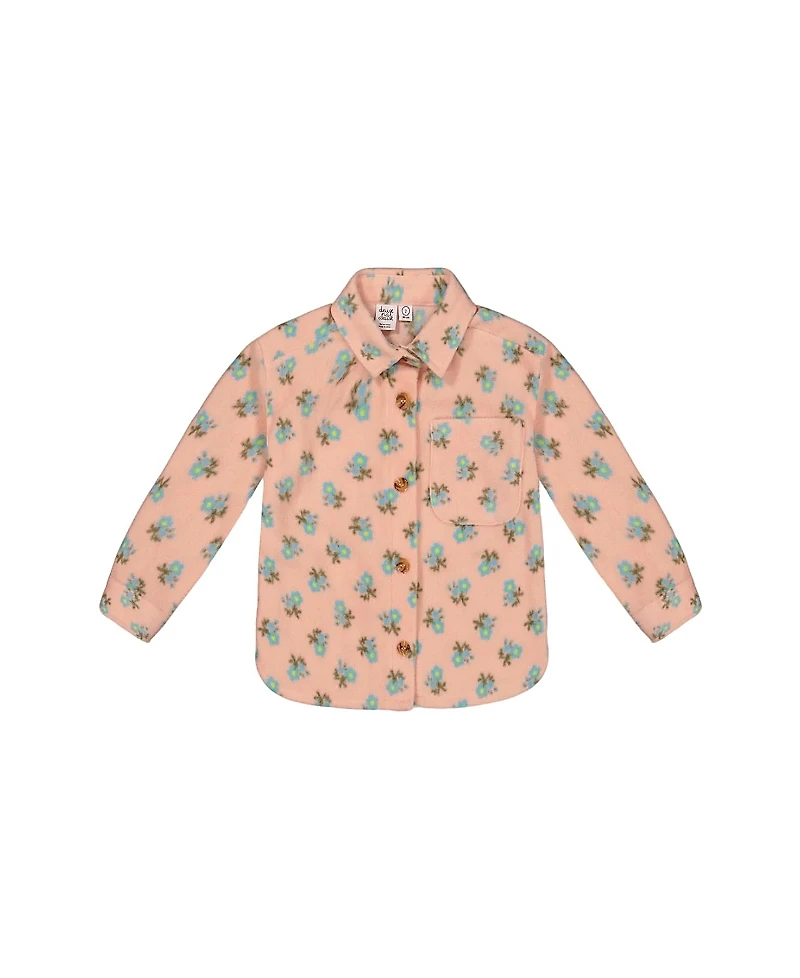 Deux par Deux Girls' Flowers Printed Polar Fleece Shirt - Little Kid