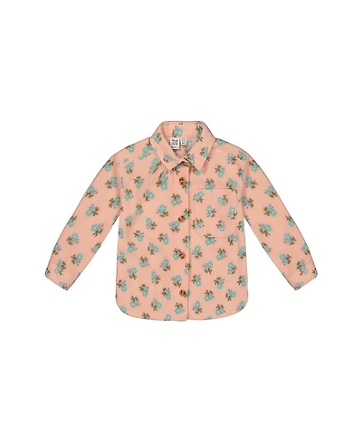 Deux par Deux Girls' Flowers Printed Polar Fleece Shirt - Little Kid