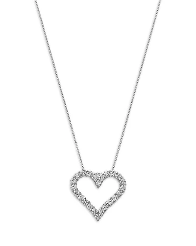 Diamond Heart Pendant Necklace in 14K White Gold, 1.8 tcw