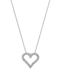 Diamond Heart Pendant Necklace in 14K White Gold, 1.8 tcw