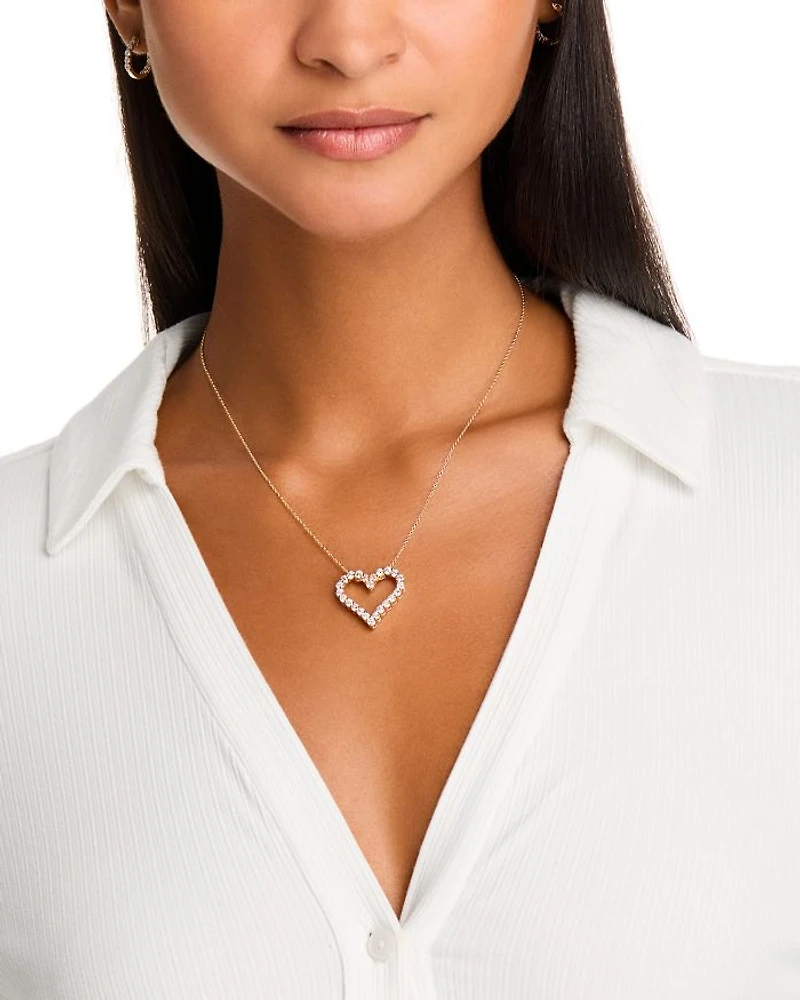 Diamond Heart Pendant Necklace in 14K Yellow Gold