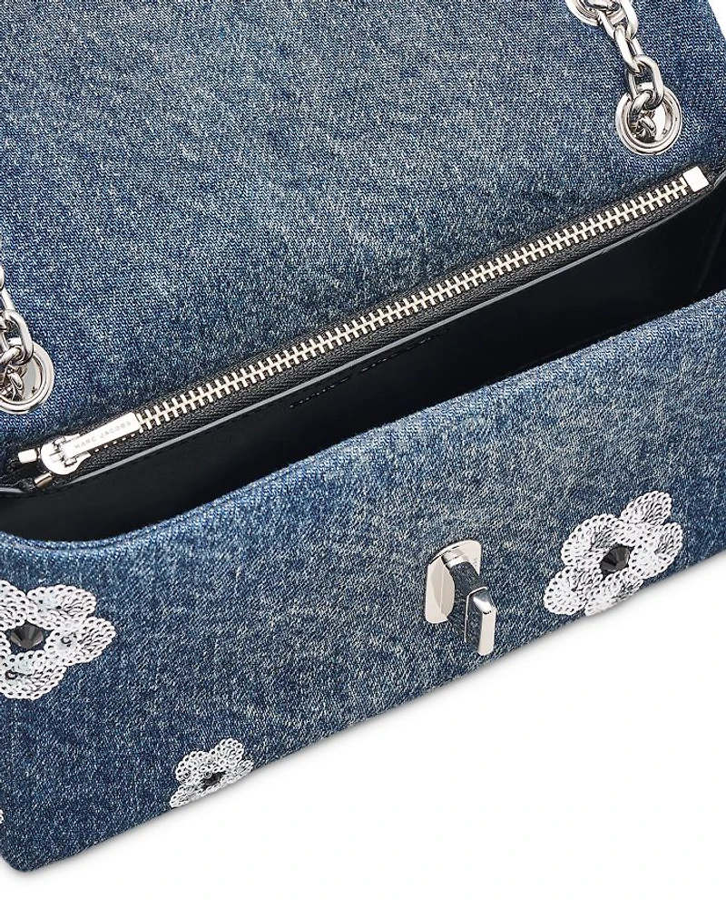 The Sequin Daisy Denim Dual Chain Wallet