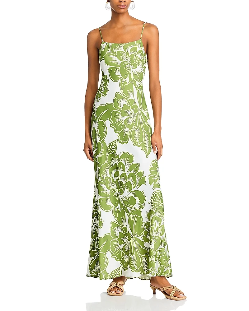 Farm Rio Chita Woodcut Green Maxi Dress - Exclusive