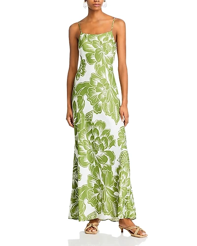 Farm Rio Chita Woodcut Green Maxi Dress - Exclusive