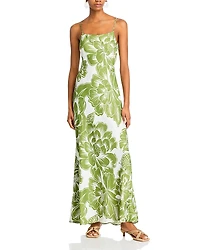 Farm Rio Chita Woodcut Green Maxi Dress - Exclusive